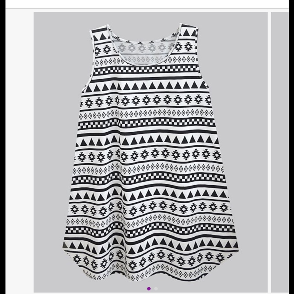 A.T.U.N. Black & White Geometric Sleeveless Tunic